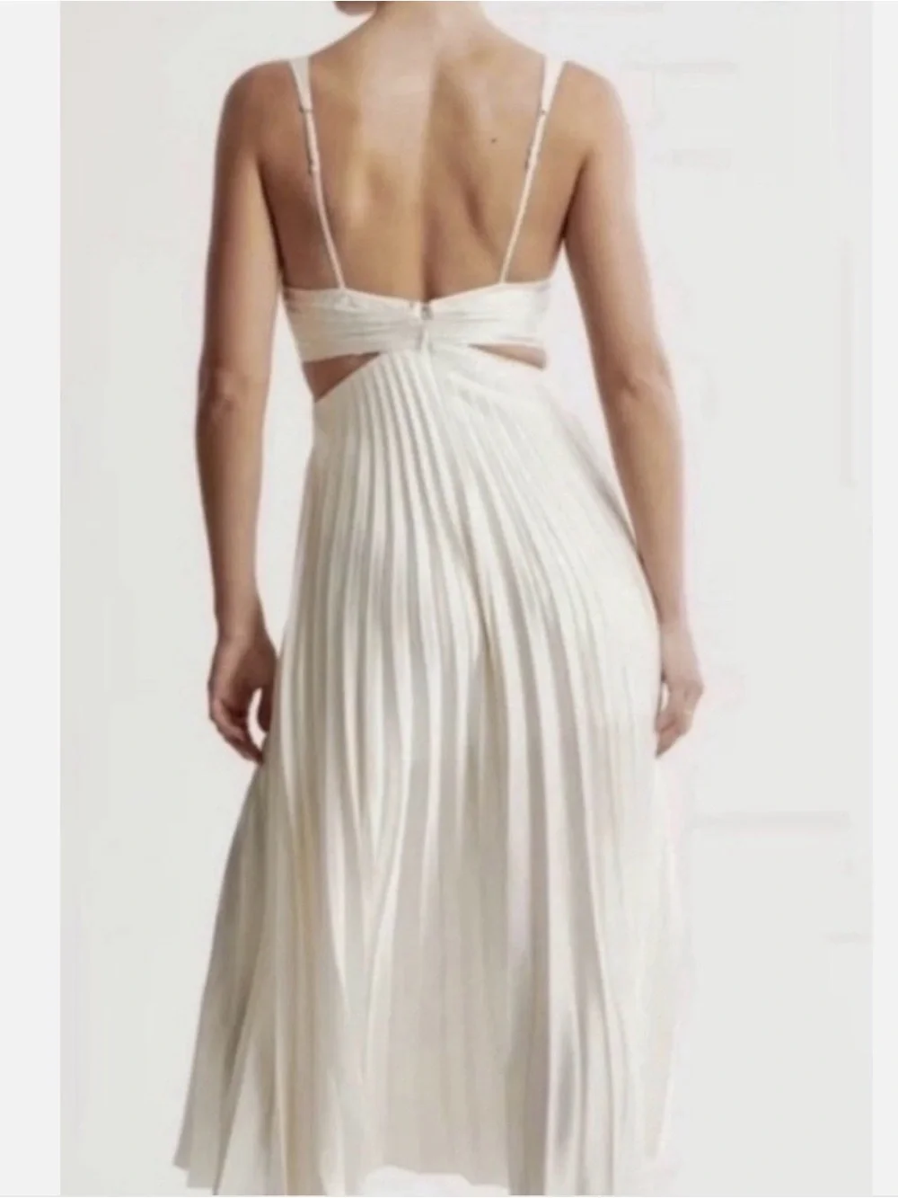 Abercrombie & Fitch Cream Pleated V-Neck Maxi Gown “I do” dress